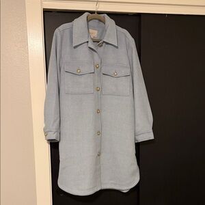 LOFT Light Blue Utility Jacket with Gold Buttons